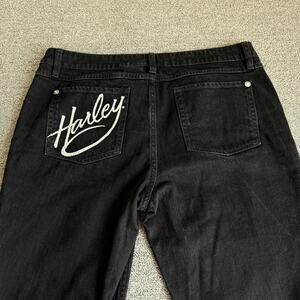 Harley-Davidson Bootcut Jeans Women's 14T Black Denim Stretch Dark Wash Pockets